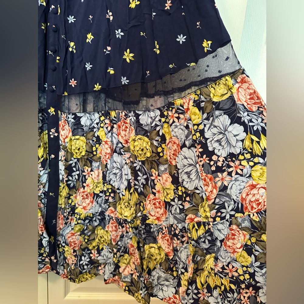 EUC Torrid navy floral dress with lace details - Picture 3 of 3